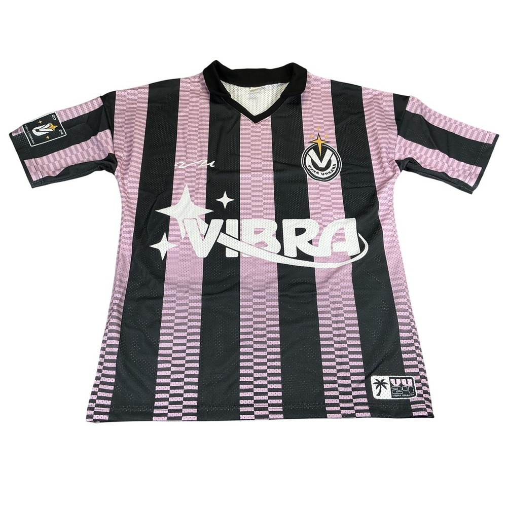 Vibra Urbana Soccer Jersey XL Black Pink Mesh Festival Reggaeton NWOT